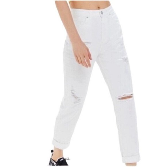 BDG Urban Outfitters White Mom High Rise Distressed Relaxed Fit Jeans size 31 - Picture 1 of 13